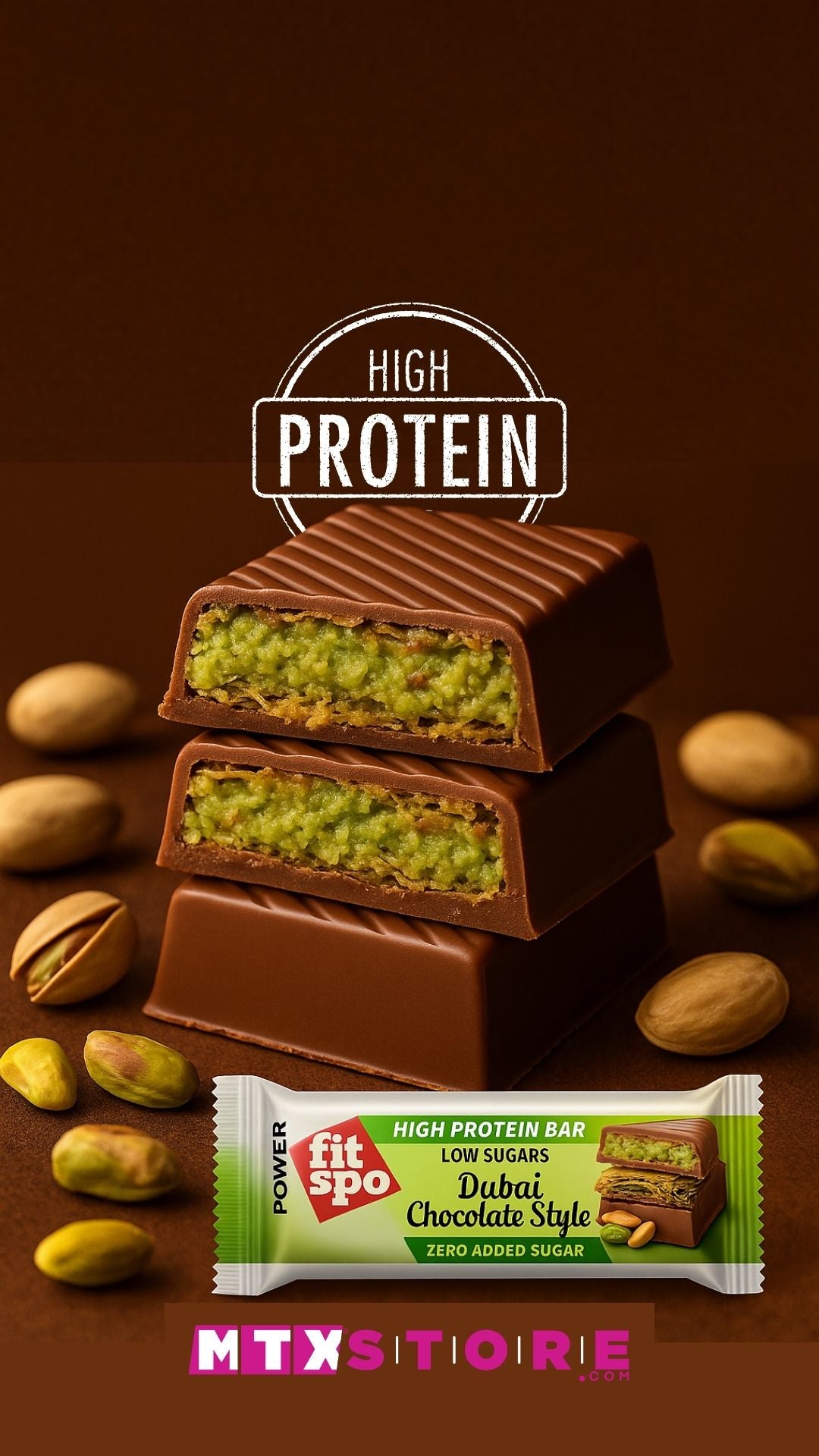 Protein Bar Estilo Chocolate Dubái | FitSpo Power 50g