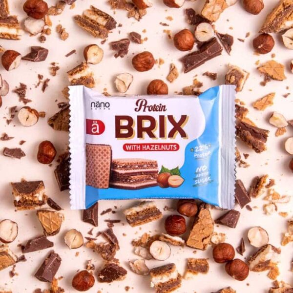 PROTEIN BRIX | Oblea proteica (22%) con crema de leche y avellanas - NANO Supps BOX-24 Units x 25g (P.V.P.r.: 36.00)