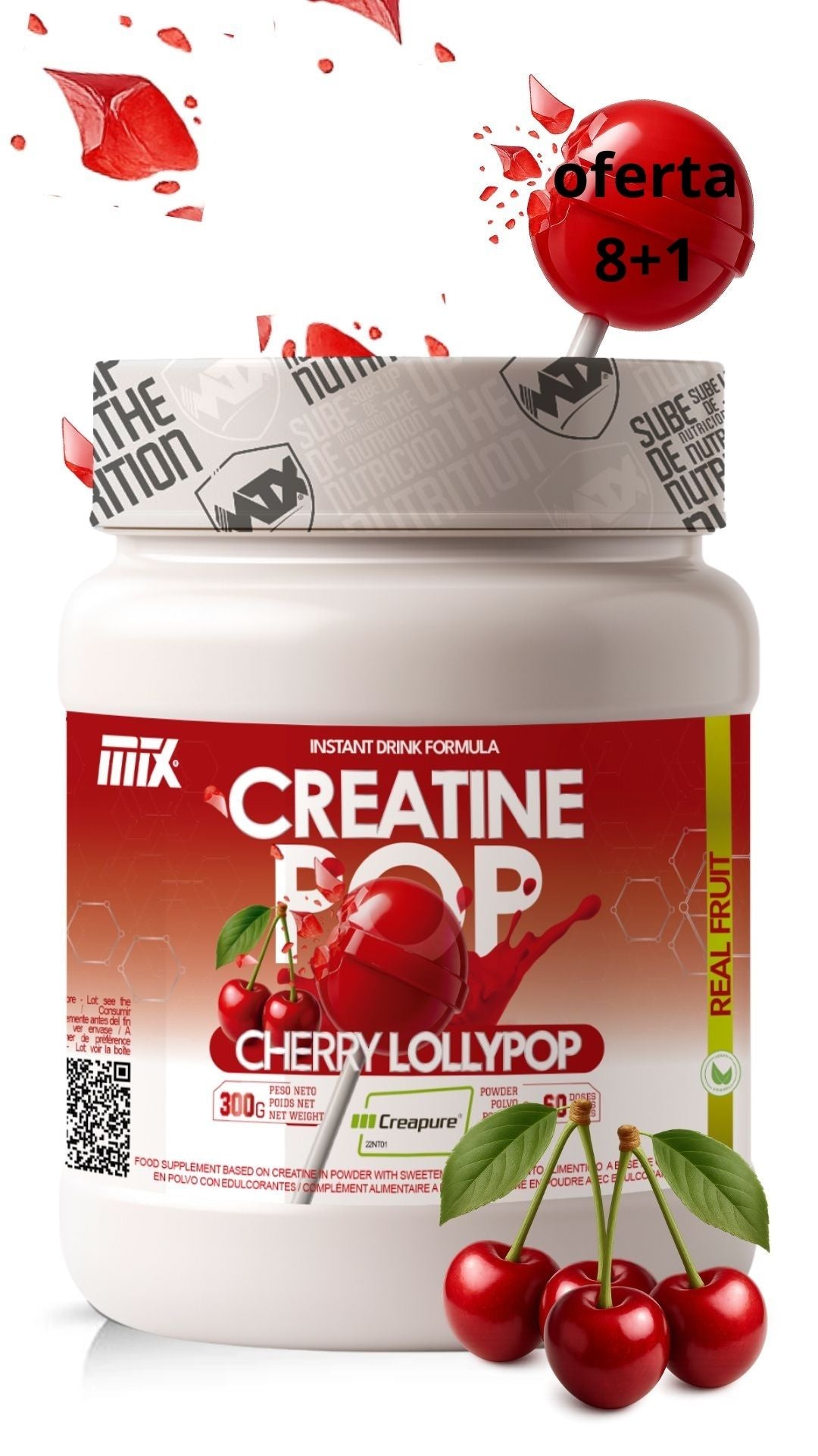 CREATINE POP™ | Creapure® EN POLVO Saborizada 300g | OFERTA 8+1