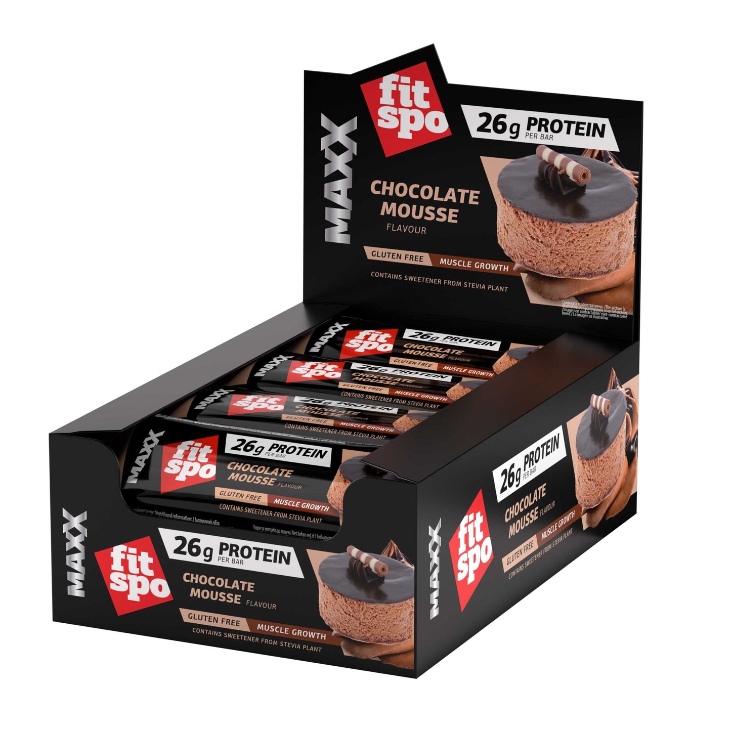 Barra de proteínas FitSpo Maxx 26g de proteína, 75g (PVPR: 2,50€/unidad 29.9€/caja de 12)
