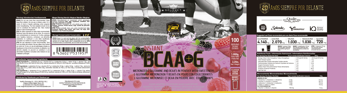 BCAA+G ™ (OFERTA 5+1) [1000GR] PVPR (unidad): 63,90€