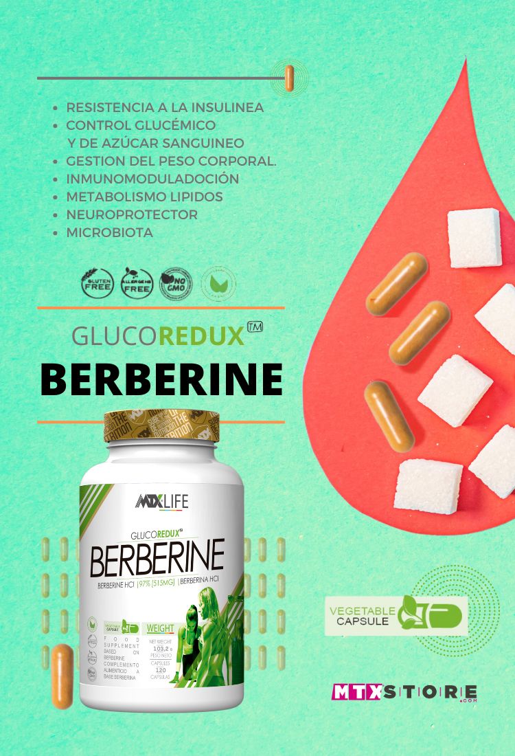 BERBERINE | GLUCORedux™ [120 VegeCaps/515 mg] OFERTA 7+1 PVP: 39,90€ (copia)
