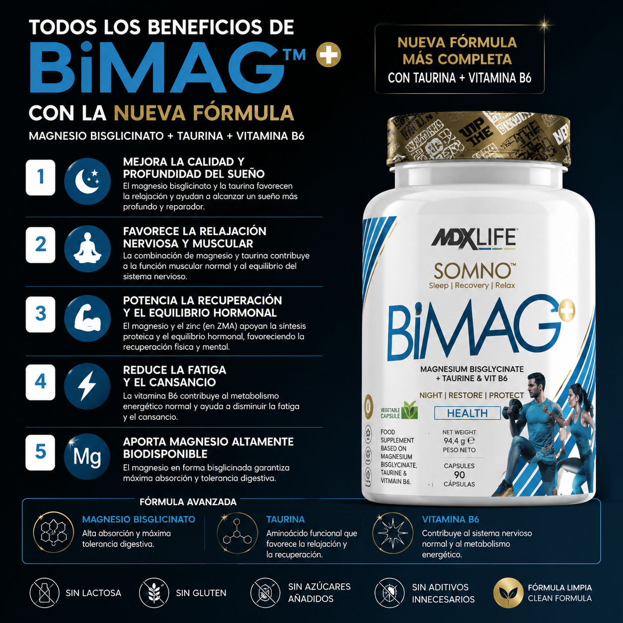 BiMAG+™  Bisglicinato Mag + Taurina + B6 | SLEEP · RECOVERY · BALANCE
