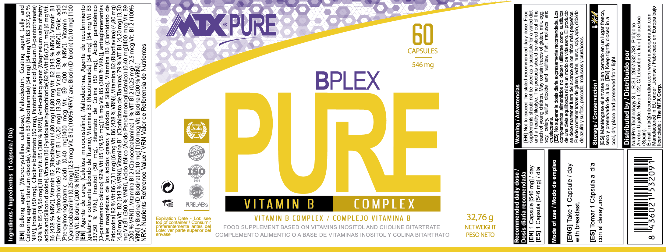 BPLEX PURE ™ (OFERTA 7+1) [60 tab/546MG] PVP (unidad): 8,99€
