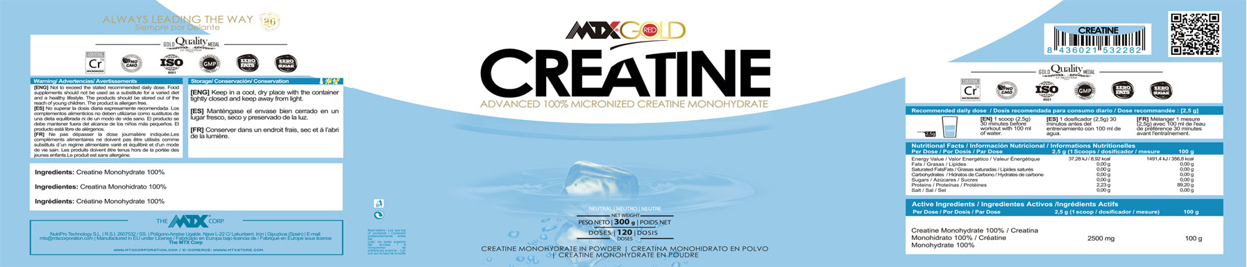 CREATINE ™ [300G] (OFERTA 8+1) SABOR NEUTRO CREATINA MONOHIDRATO EN POLVO PVP: (300g:26,90€ 500g: 39,90€)