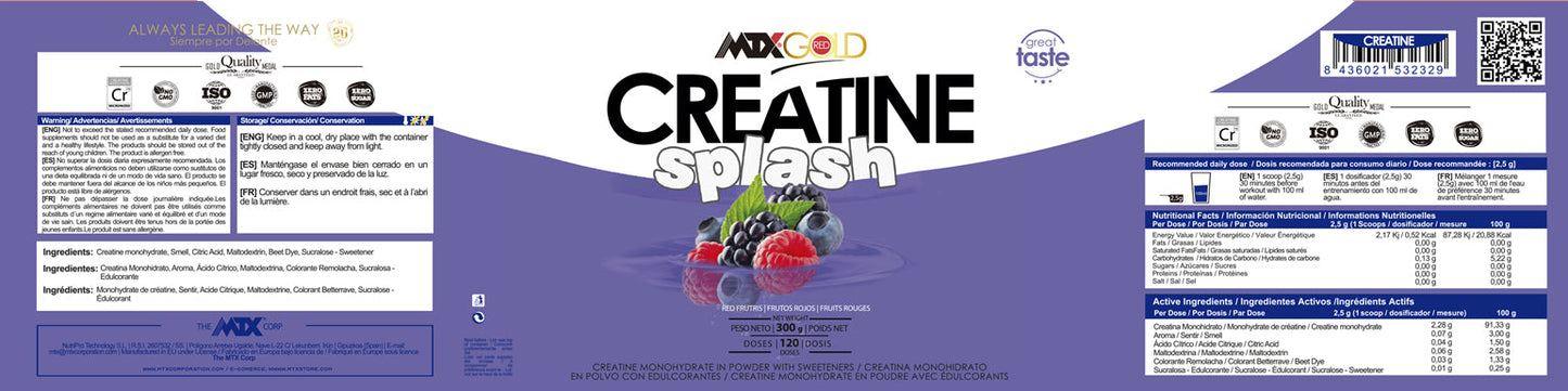 CREATINE Splash (OFERTA 8+1) [300G] (PVP: (unidad) 26,9€)