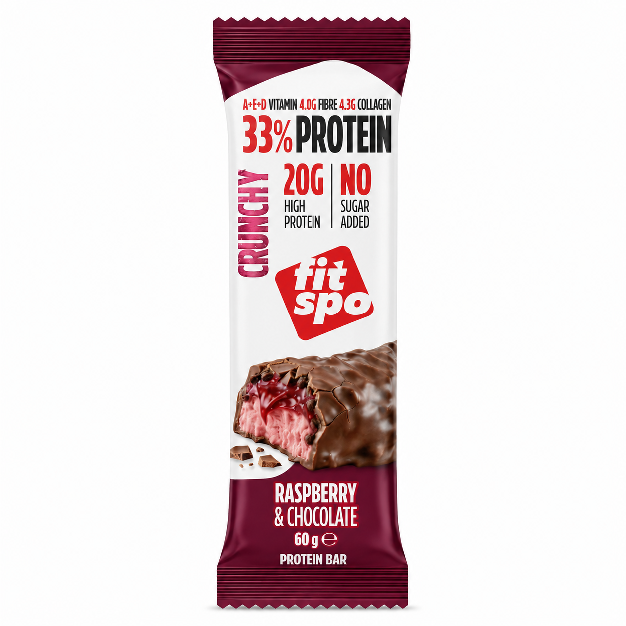 FitSpo Crunchy | Cobertura de Chocolate con Crunchy Chips, Sedoso Sirope y Cremoso Relleno | 30% Protein