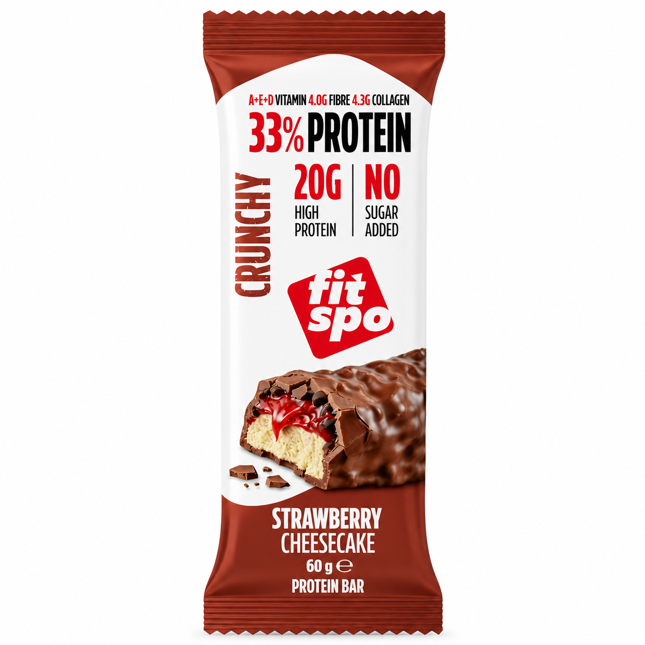 FitSpo Crunchy | Cobertura de Chocolate con Crunchy Chips, Sedoso Sirope y Cremoso Relleno | 30% Protein