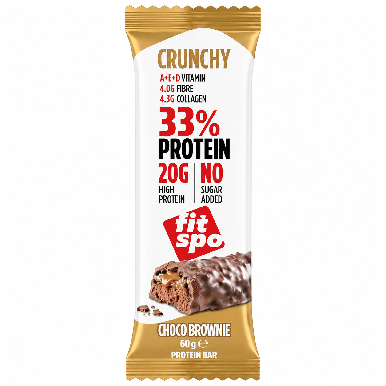 FitSpo Crunchy | Cobertura de Chocolate con Crunchy Chips, Sedoso Sirope y Cremoso Relleno | 30% Protein