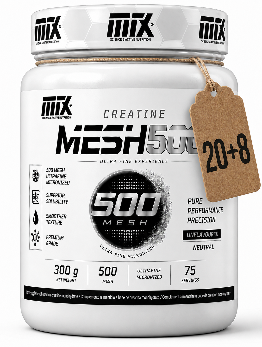 CREATINE ™ MONOHIDRATO 500mesh [300g/500g] NEUTRO PVPR: (300g:24,90€/500g: 32.90€)