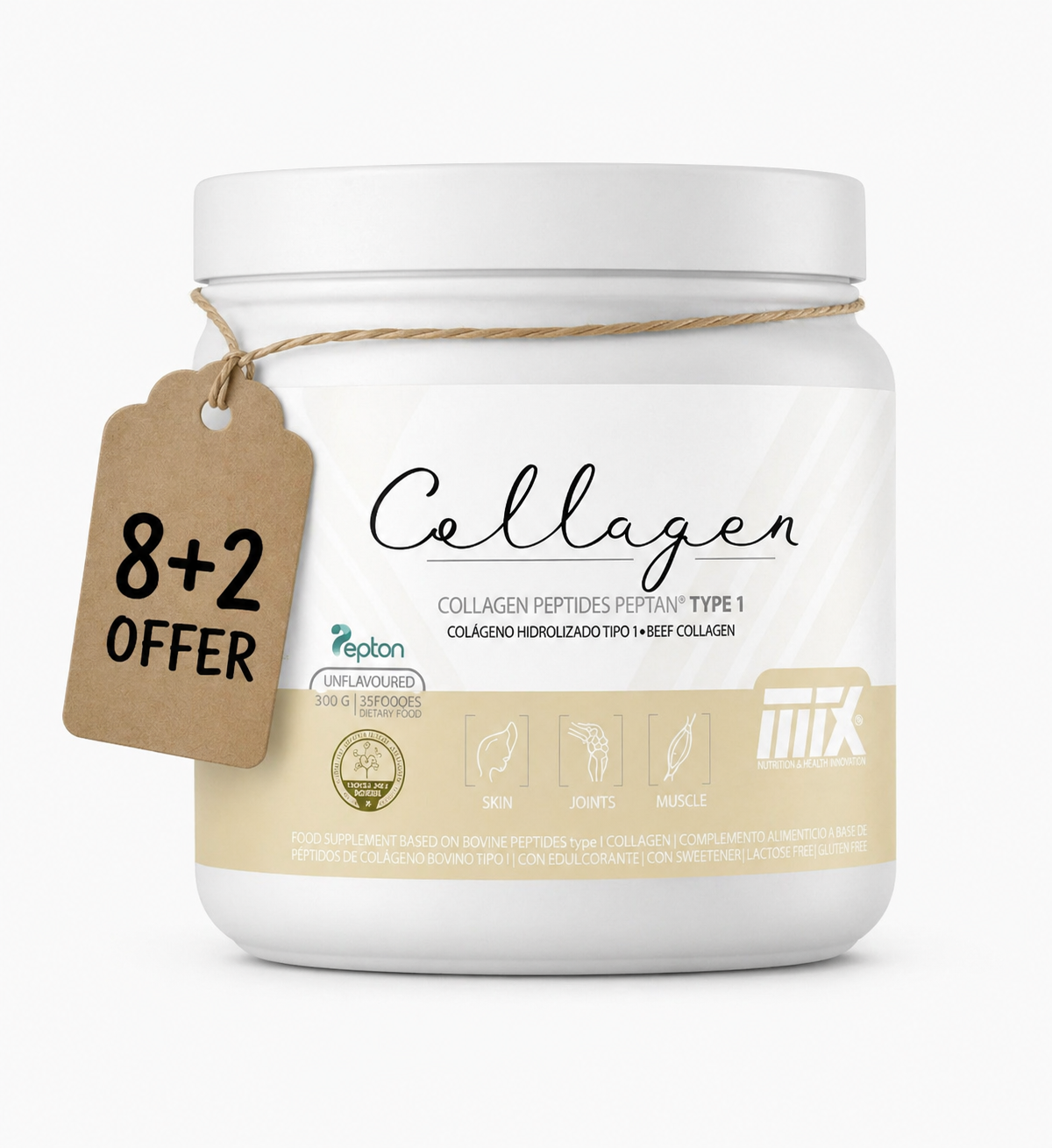 COLLAGEN™ (PEPTAN BOVINO) | CLEAN BLEND - 300 g | 30 dosis 🔬 Sabor: Neutro OFERTA 8+2
