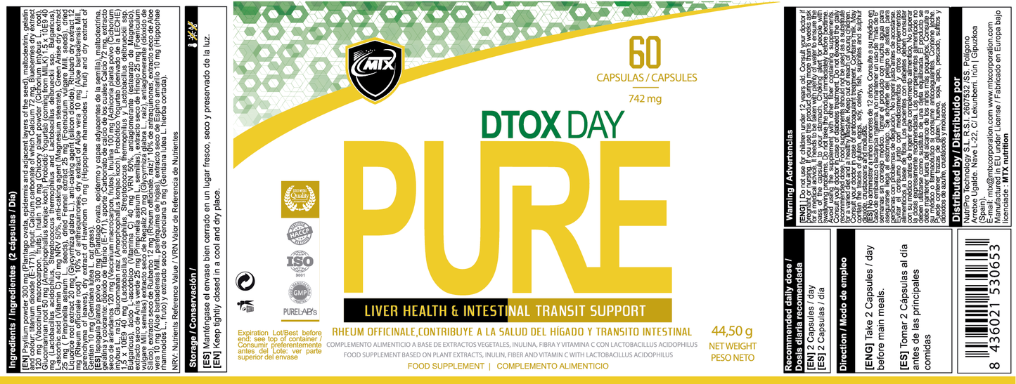 DTOX DAY PURE ™(OFERTA 7+1) [60CAP/742MG] PVP(unidad): 9,75€