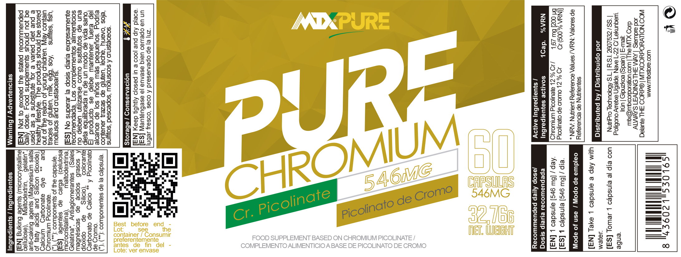 Cr PICOLINATE PURE ™ (OFERTA 7+1) [90cap/200 mcg] PVP(unidad): 10.90€