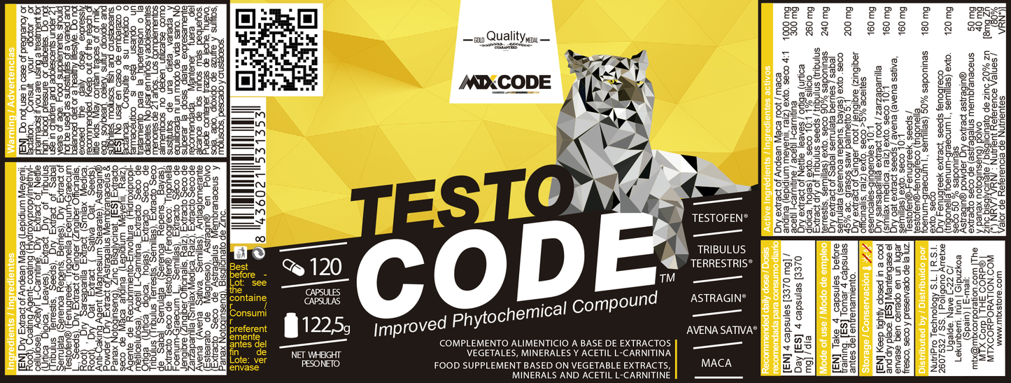 TESTOCODE™(OFERTA 7+1) [120cap/850MG] PVP(unidad): 39,9€