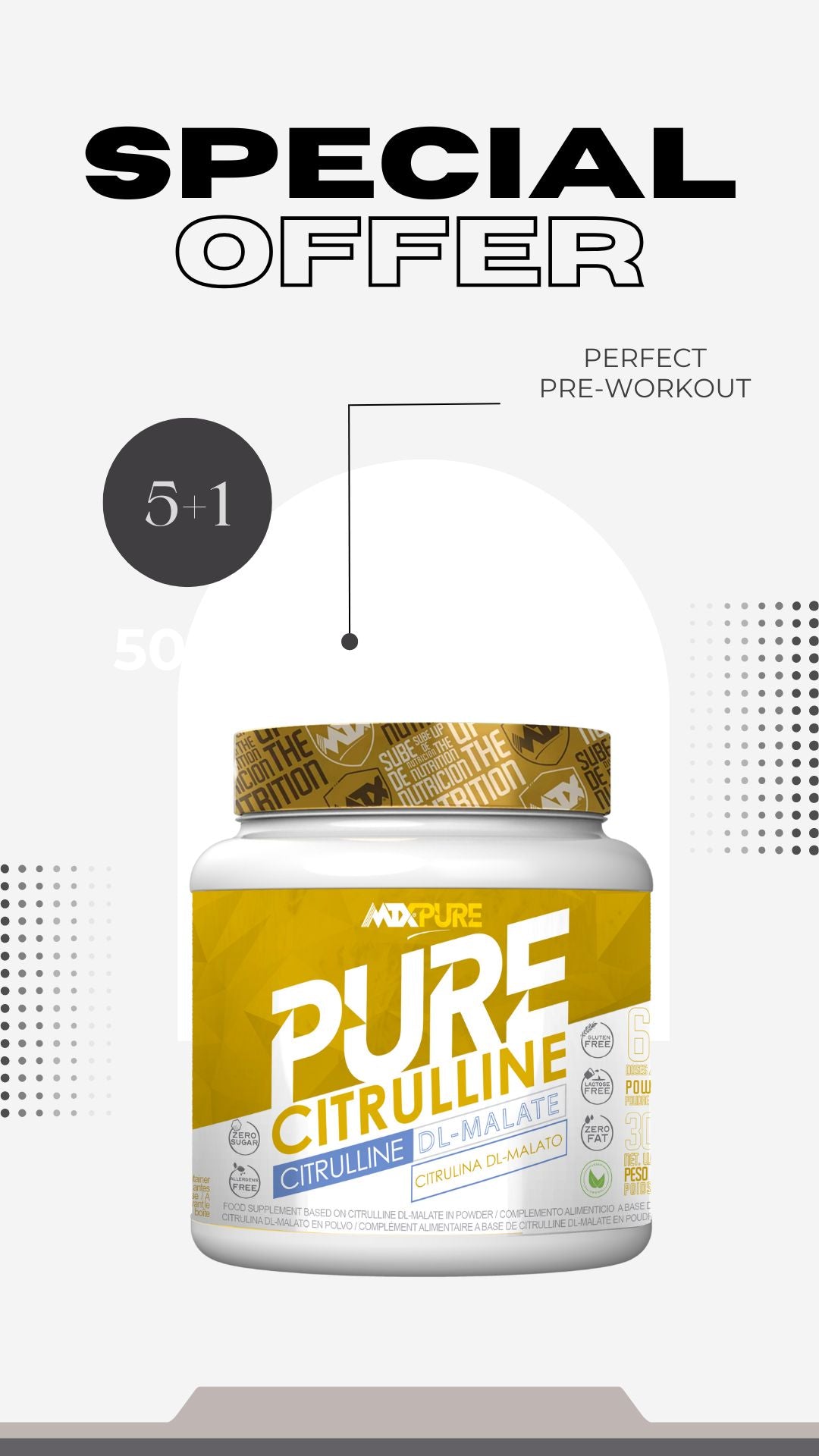 PURE CITRULLINE | AMINATURE®  Citrulline DL-Malate 2:1  | 300g OFERTA LANZAMIENTO 5+1 /10+3