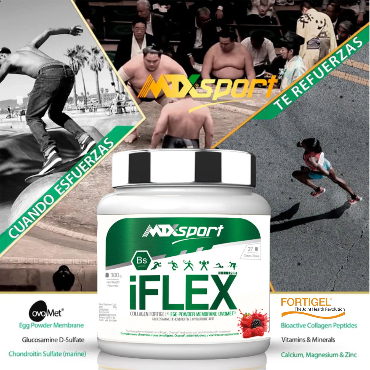 IFLEX COLLAGEN PRO™ [300G] | Fortigel® + Ovomet® | Suplemento Articular Premium Saborizado