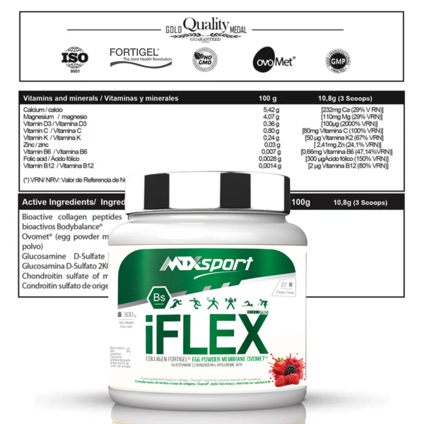 IFLEX COLLAGEN PRO™ [300G] | Fortigel® + Ovomet® | Suplemento Articular Premium Saborizado