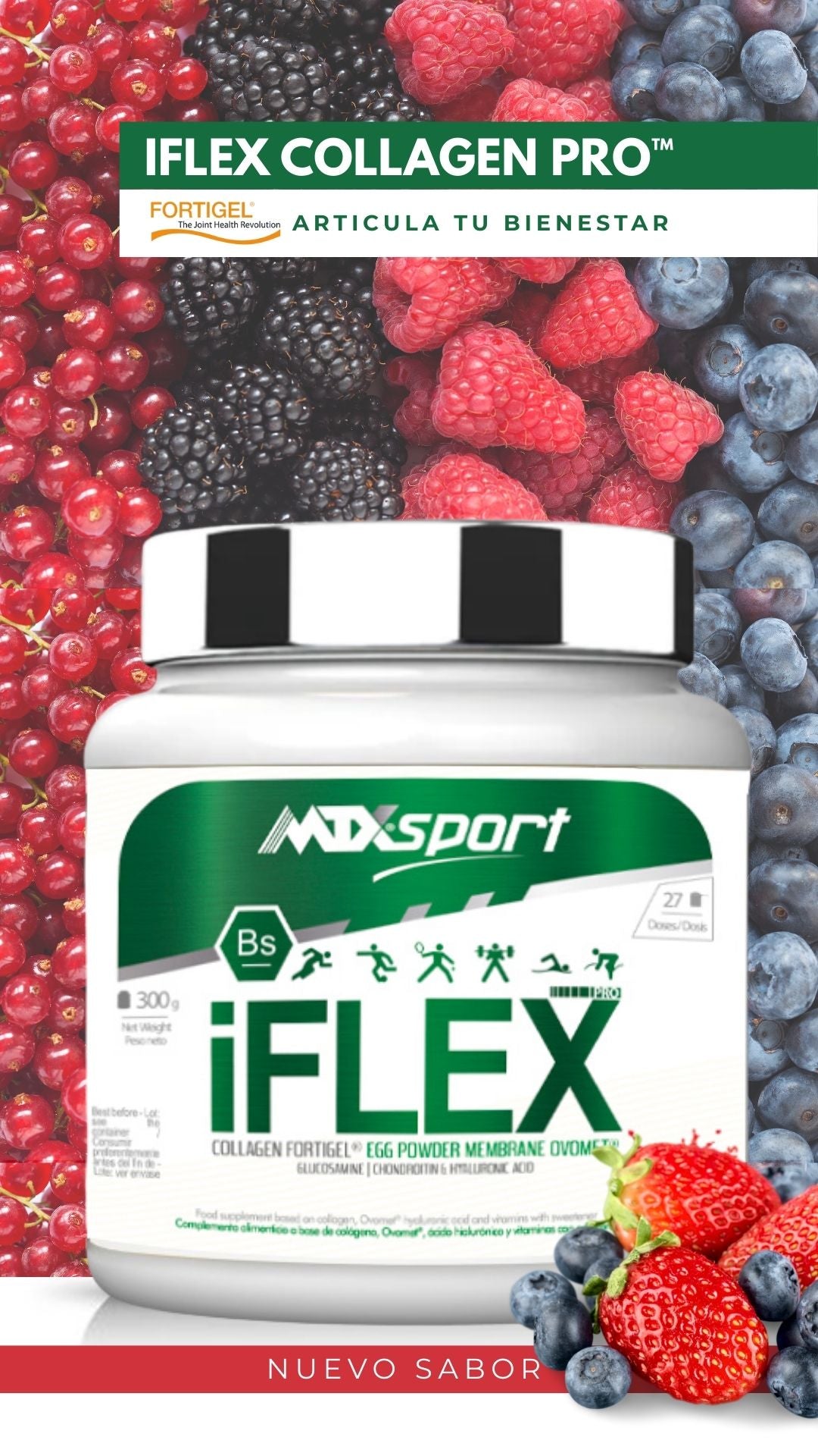 IFLEX COLLAGEN PRO™ [300G] | Fortigel® + Ovomet® | Suplemento Articular Premium Saborizado