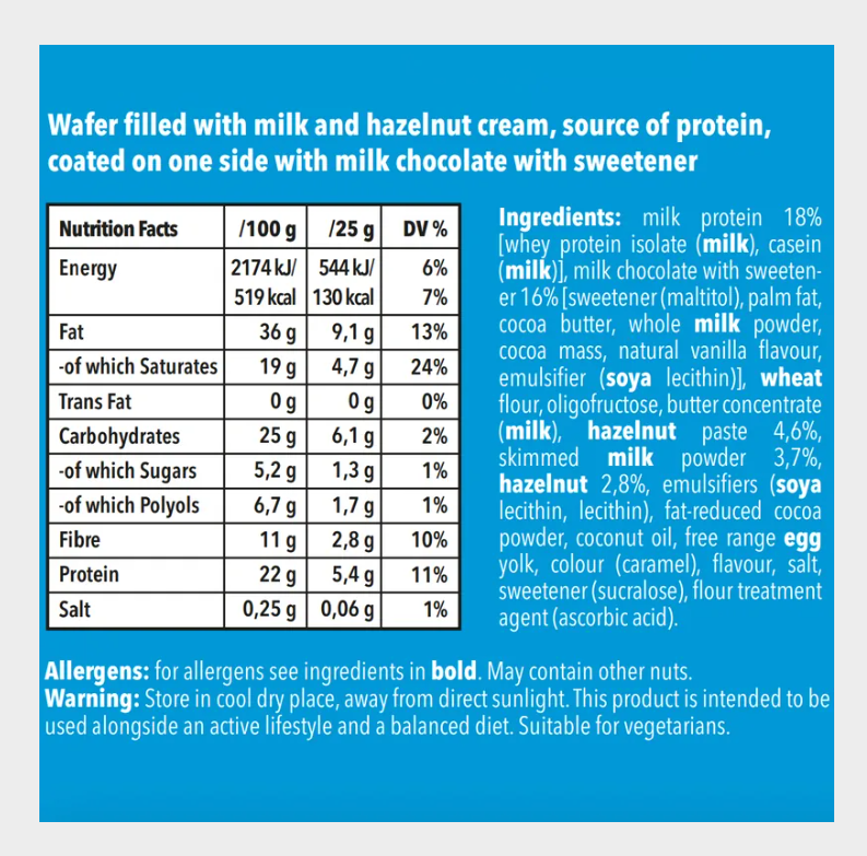 PROTEIN BRIX | Oblea proteica (22%) con crema de leche y avellanas - NANO Supps BOX-24 Units x 25g (P.V.P.r.: 36.00)