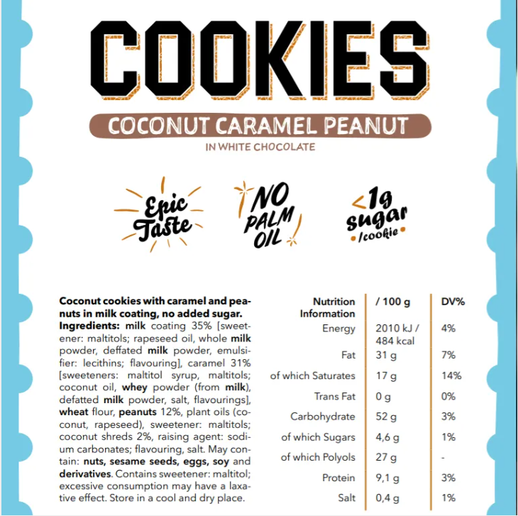 COOKIES Protein | 8 unidades (128g) COOKIE CRUNCH CON COBERTURA SUGAR FREE (P.V.P.r.: 3.40)