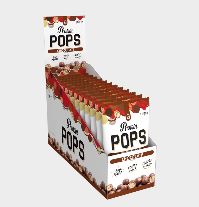 PROTEIN POPS | Crujientes protein pops recubiertas de cremoso chocolate - NANO Supps - BOX-12 Units x38g (P.V.P.r.: 31.80)