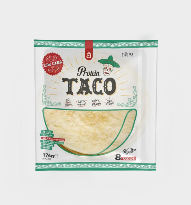 PROTEIN TACO | TORTILLA (22% PROTEIN) BOX-10 Units LOW CARB - VEGAN (P.V.P.r.: 48.75)