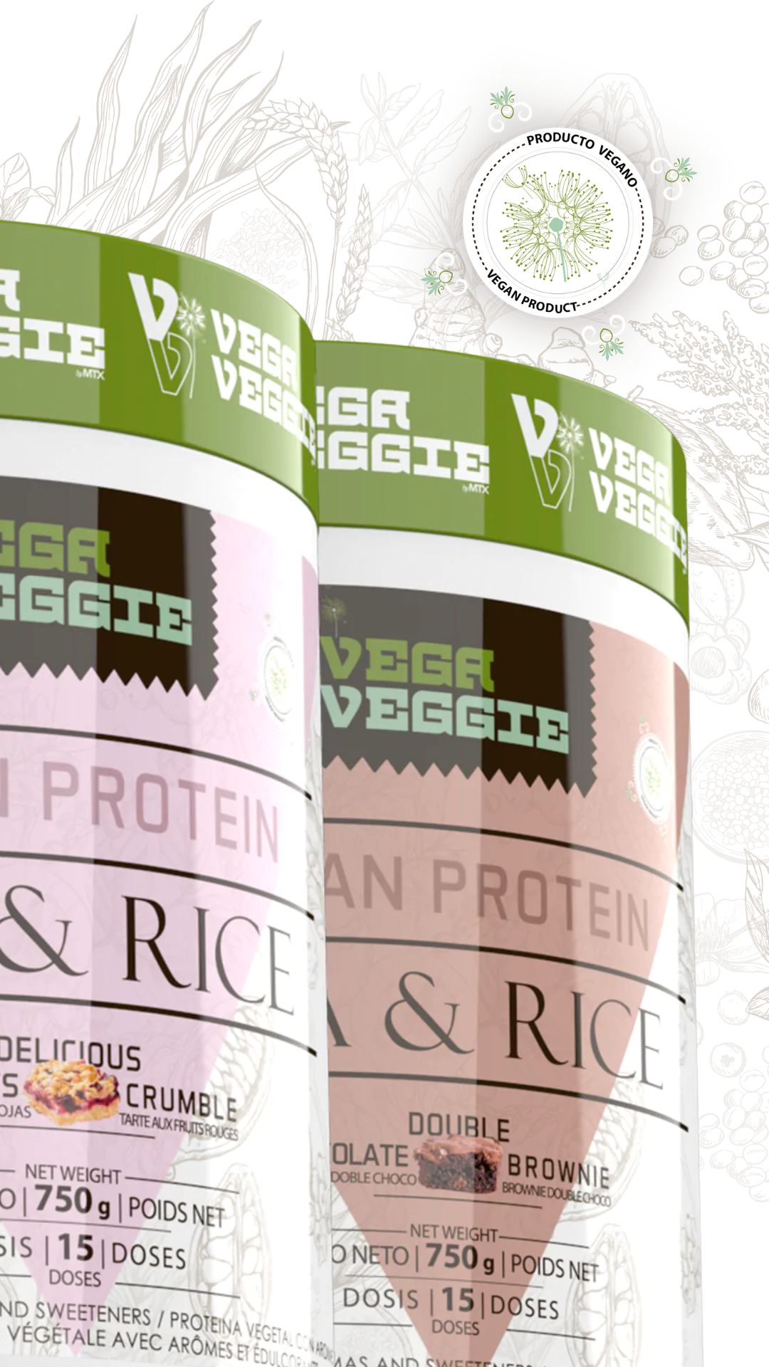 PEA & RICE VEGA VEGGIE. (OFERTA 4+1) Proteína vegetal [750g] * (PVP: 28,50)