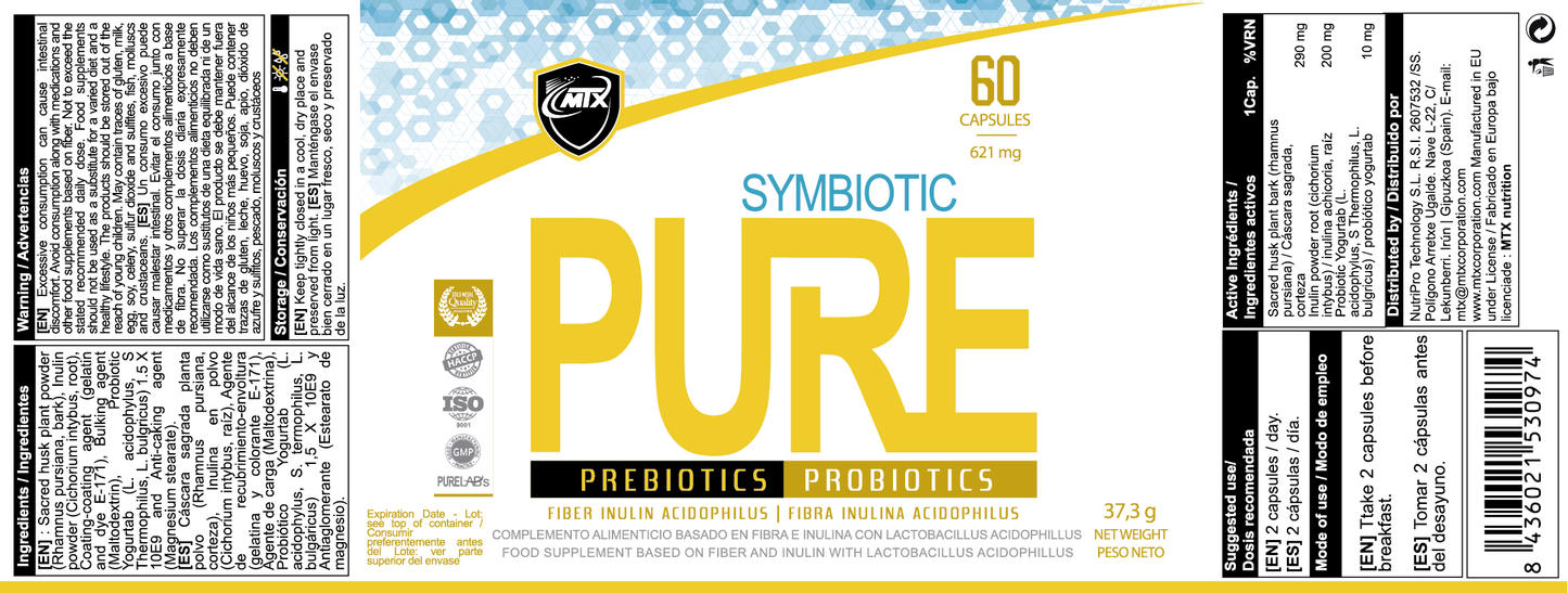 SYMBIOTIC pre & probiotic (OFERTA 7+1) [60cap/621MG] PVP(unidad): 12,76€