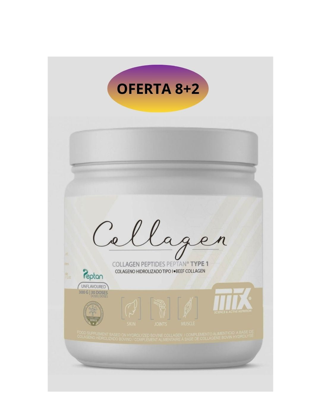 COLLAGEN™ (PEPTAN BOVINO) | CLEAN BLEND - 300 g | 30 dosis 🔬 Sabor: Neutro OFERTA 8+2