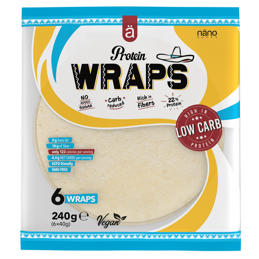 PROTEIN WRAPS | TORTILLA PROTEICA (22%) BOX-12 Units LOWCARB - VEGAN -NANO Supps (P.V.P.r.: 49.00)