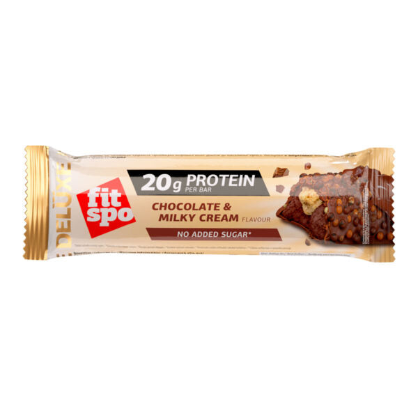 FitSpo DELUXE | Protein Bar Relleno Multicapa & Cobertura Crujiente 65g P.V.P.: 2,69€ (PVPR: 2,69€/unidad - 32,28€/caja de 12)