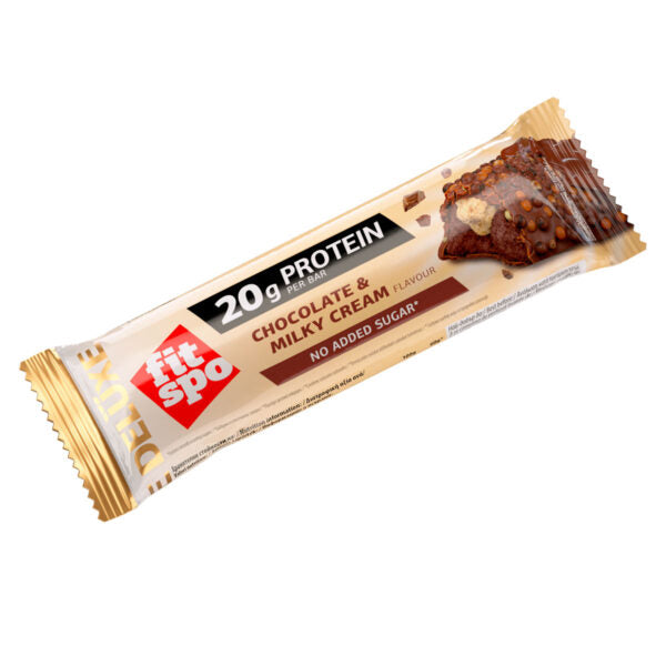 FitSpo DELUXE | Protein Bar Relleno Multicapa & Cobertura Crujiente 65g P.V.P.: 2,69€ (PVPR: 2,69€/unidad - 32,28€/caja de 12)