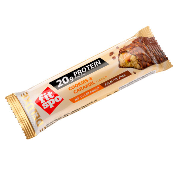 FitSpo DELUXE | Protein Bar Relleno Multicapa & Cobertura Crujiente 65g P.V.P.: 2,69€ (PVPR: 2,69€/unidad - 32,28€/caja de 12)