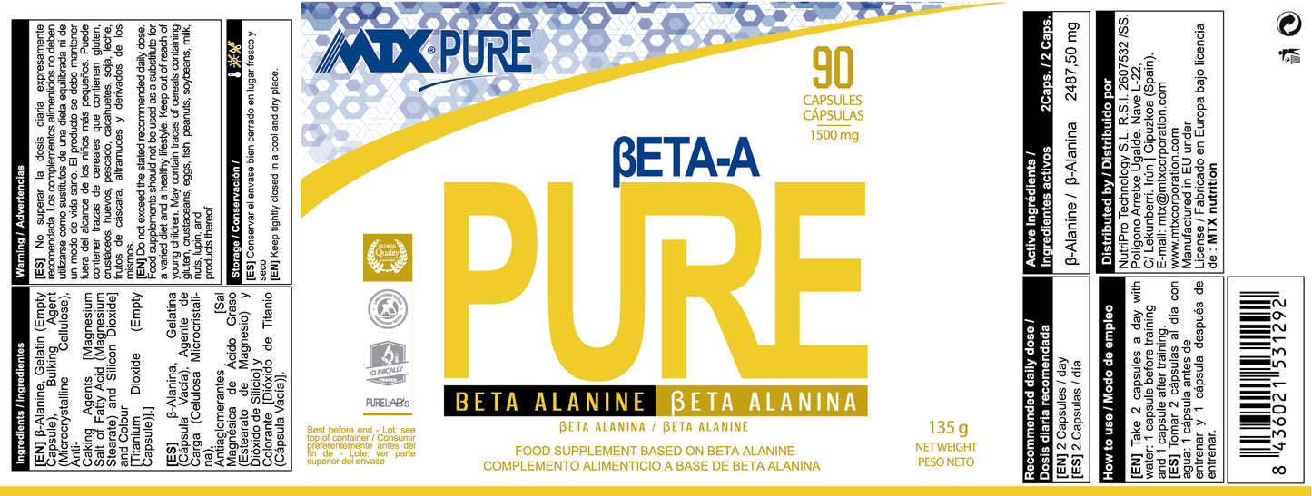 BETA ALANINE PURE ™ (OFERTA 7+1) [90CAP/1500MG] PVP (unidad) : 22,9€