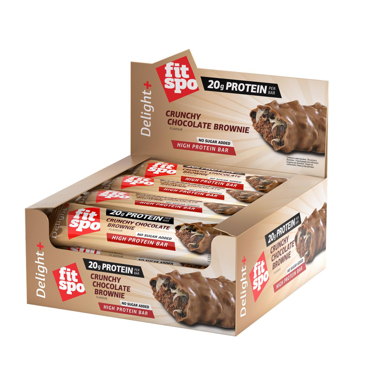 FitSpo DELIGHT+ Crunchy Barrita Proteica 64g (LOW CARB) (PVPR: 2,57€/unidad 30,84€/caja de 12)