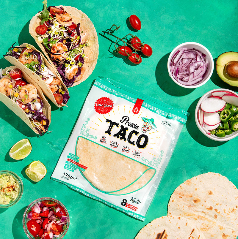 PROTEIN TACO | TORTILLA (22% PROTEIN) BOX-10 Units LOW CARB - VEGAN (P.V.P.r.: 48.75)