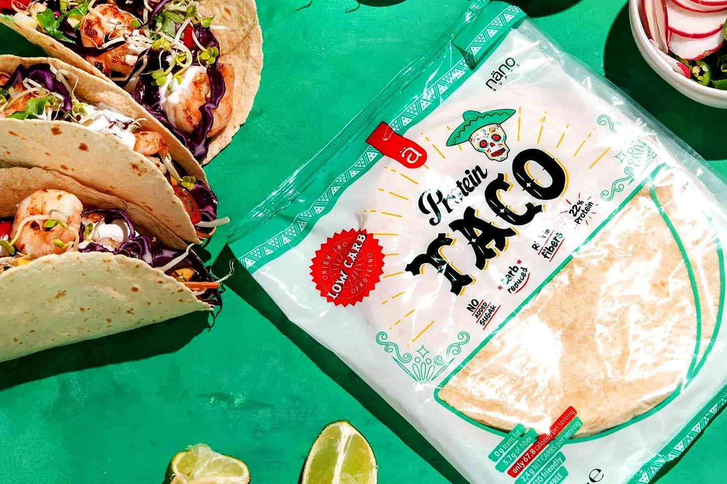 PROTEIN TACO | TORTILLA (22% PROTEIN) BOX-10 Units LOW CARB - VEGAN (P.V.P.r.: 48.75)