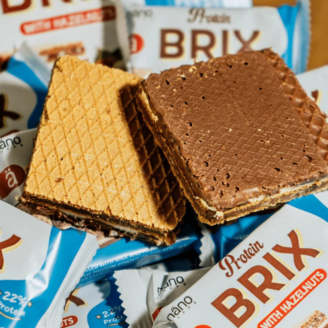 PROTEIN BRIX | Oblea proteica (22%) con crema de leche y avellanas - NANO Supps BOX-24 Units x 25g (P.V.P.r.: 36.00)