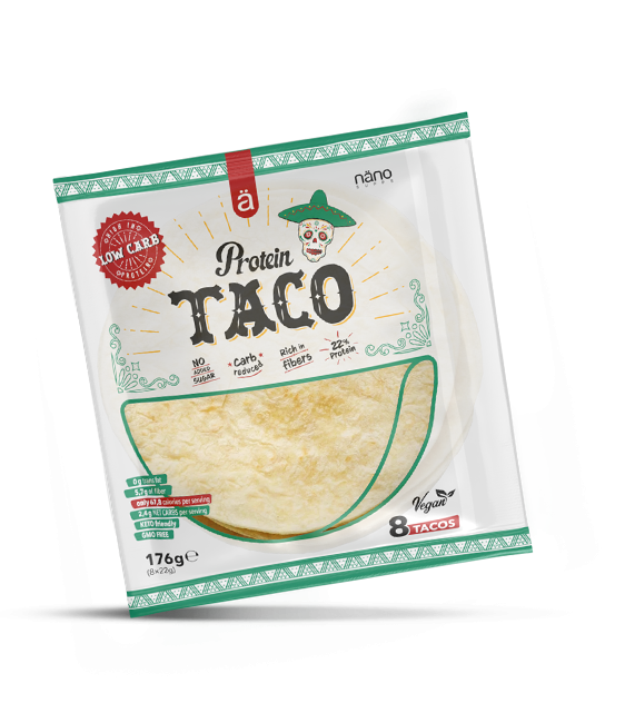 PROTEIN TACO | TORTILLA (22% PROTEIN) BOX-10 Units LOW CARB - VEGAN (P.V.P.r.: 48.75)