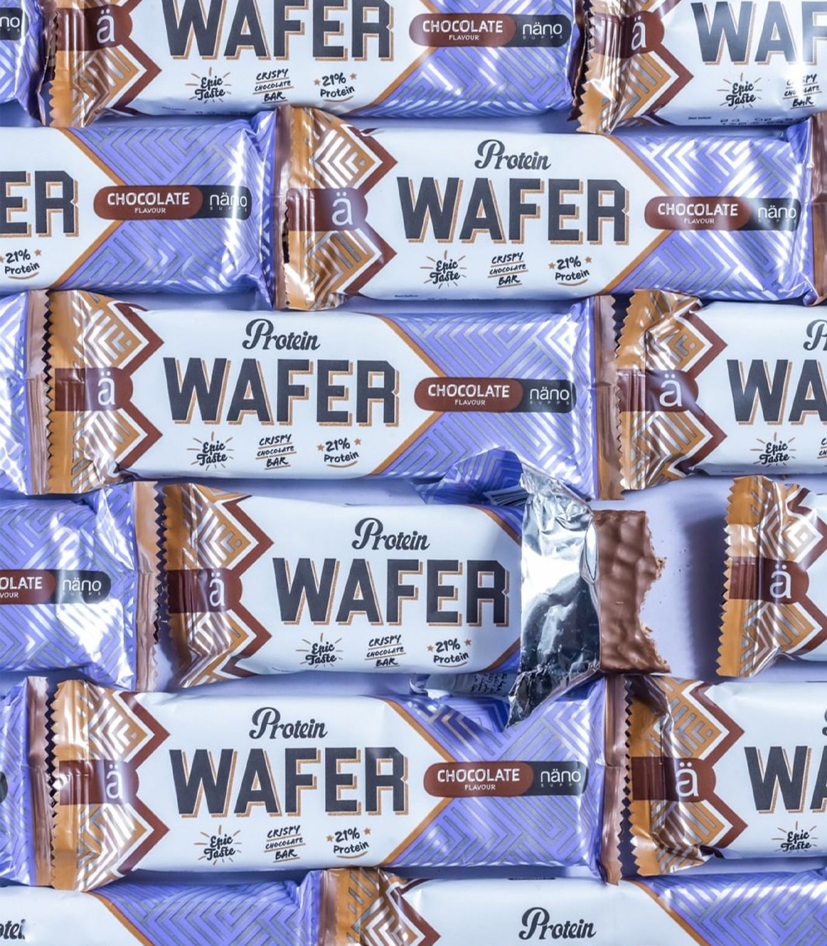 PROTEIN WAFER | CAPAS DE OBLEA RECUBIERTO DE SUAVE CHOCOLATE - NANO Supps - BOX-12 Units x40g (P.V.P.r.: 28.80)