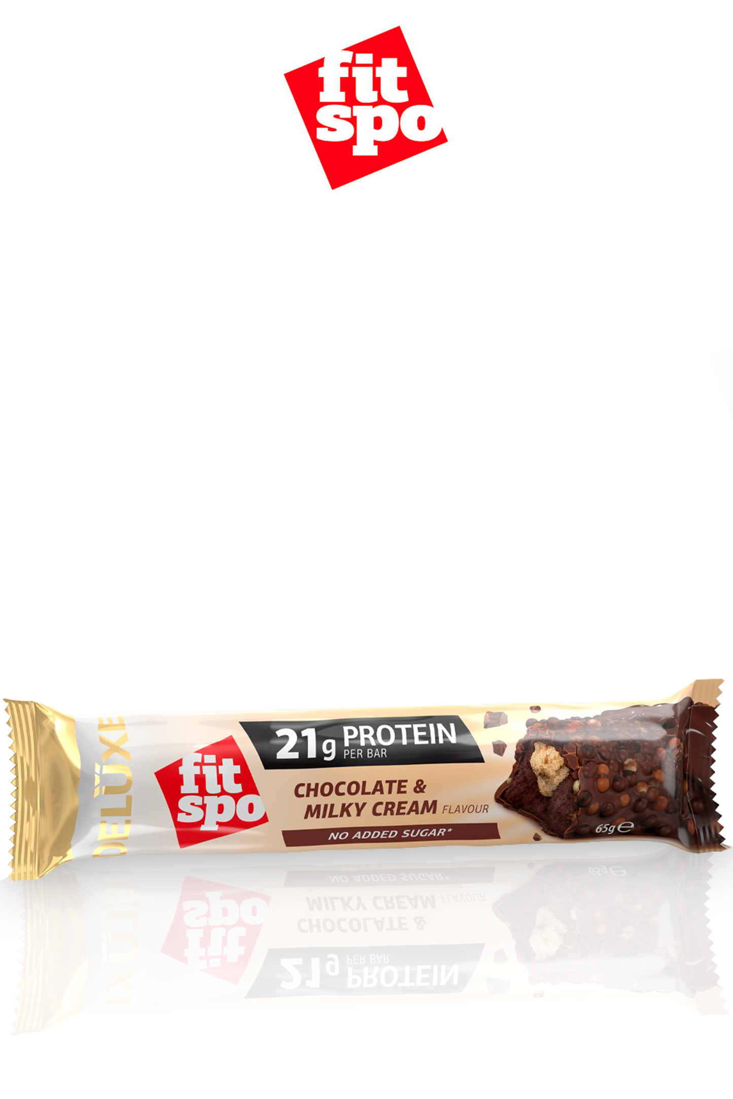 FitSpo DELUXE | Protein Bar Relleno Multicapa & Cobertura Crujiente 65g P.V.P.: 2,69€ (PVPR: 2,69€/unidad - 32,28€/caja de 12)