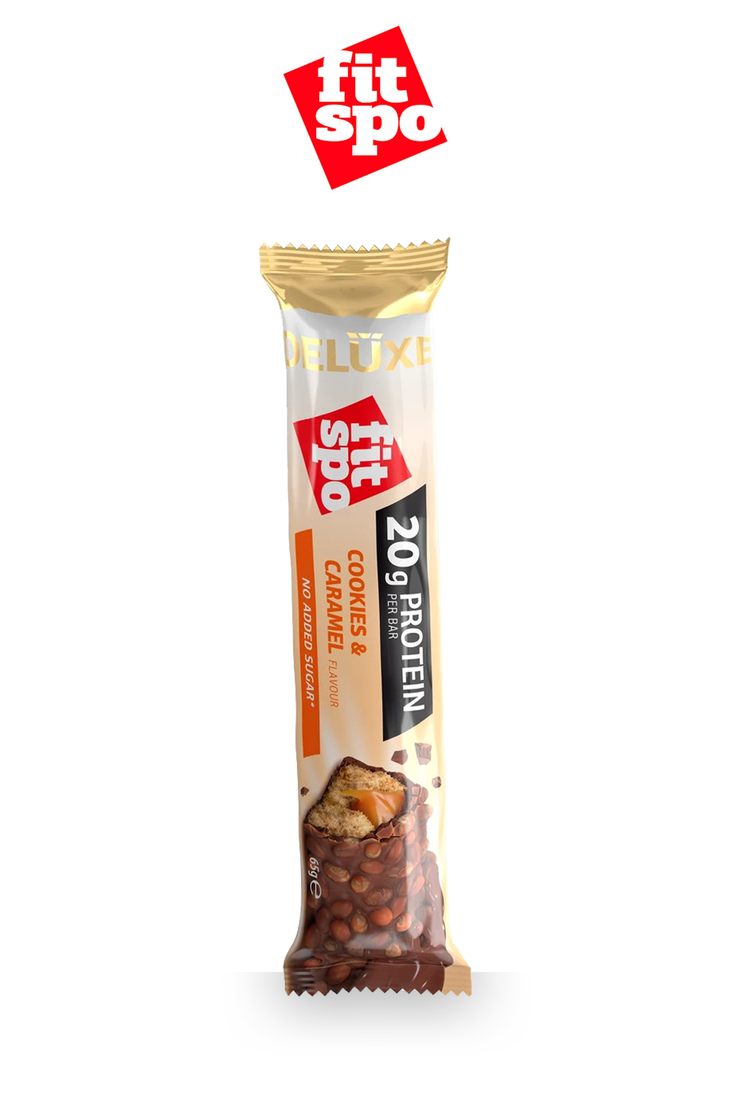 FitSpo DELUXE | Protein Bar Relleno Multicapa & Cobertura Crujiente 65g P.V.P.: 2,69€ (PVPR: 2,69€/unidad - 32,28€/caja de 12)