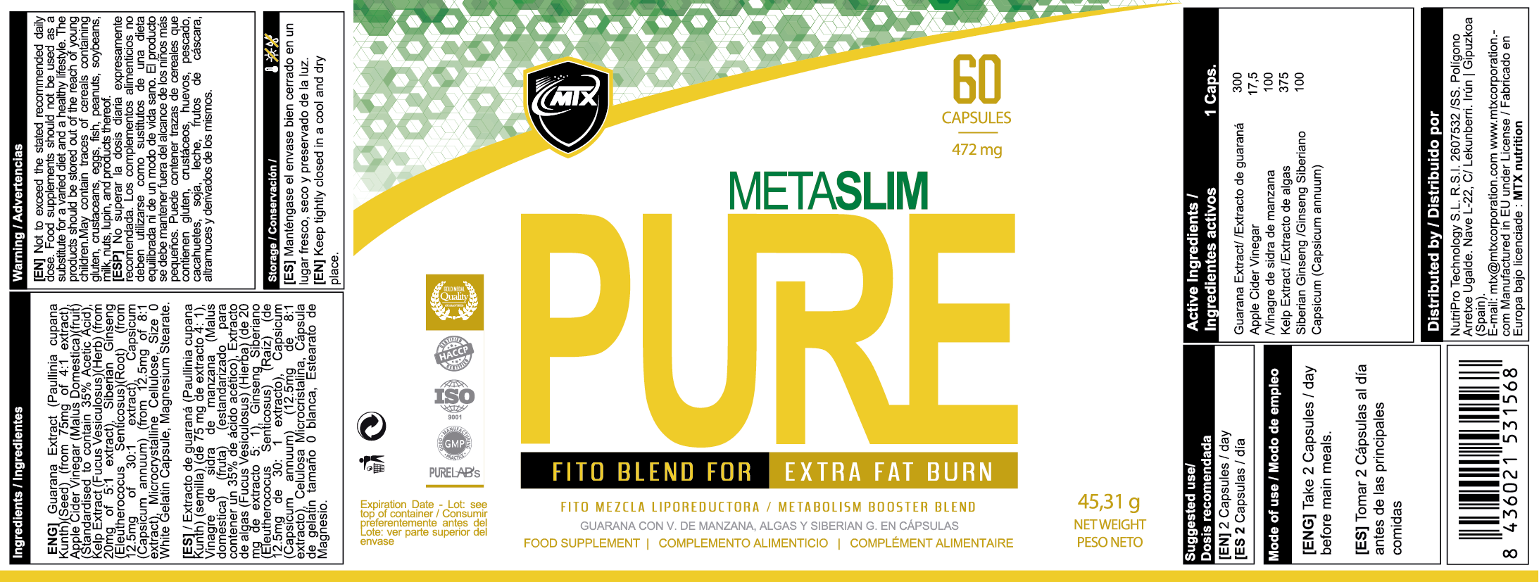 METASLIM PURE ™ [60CAP/472MG] PVPR: 10,98€