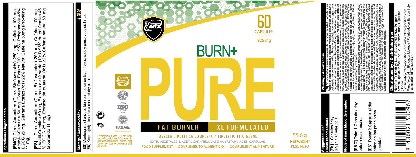 BURN+ PURE ™ [90CAP/926MG] OFERTA 7+1 PVPR unidad: 19.88€
