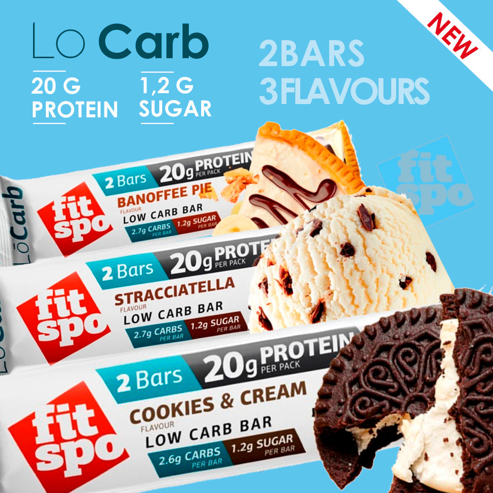 FitSpo LO CARB Bar FitSpo barrita proteica 60g PVPR: 2,96€/unidad - 35,52€/caja de 12)